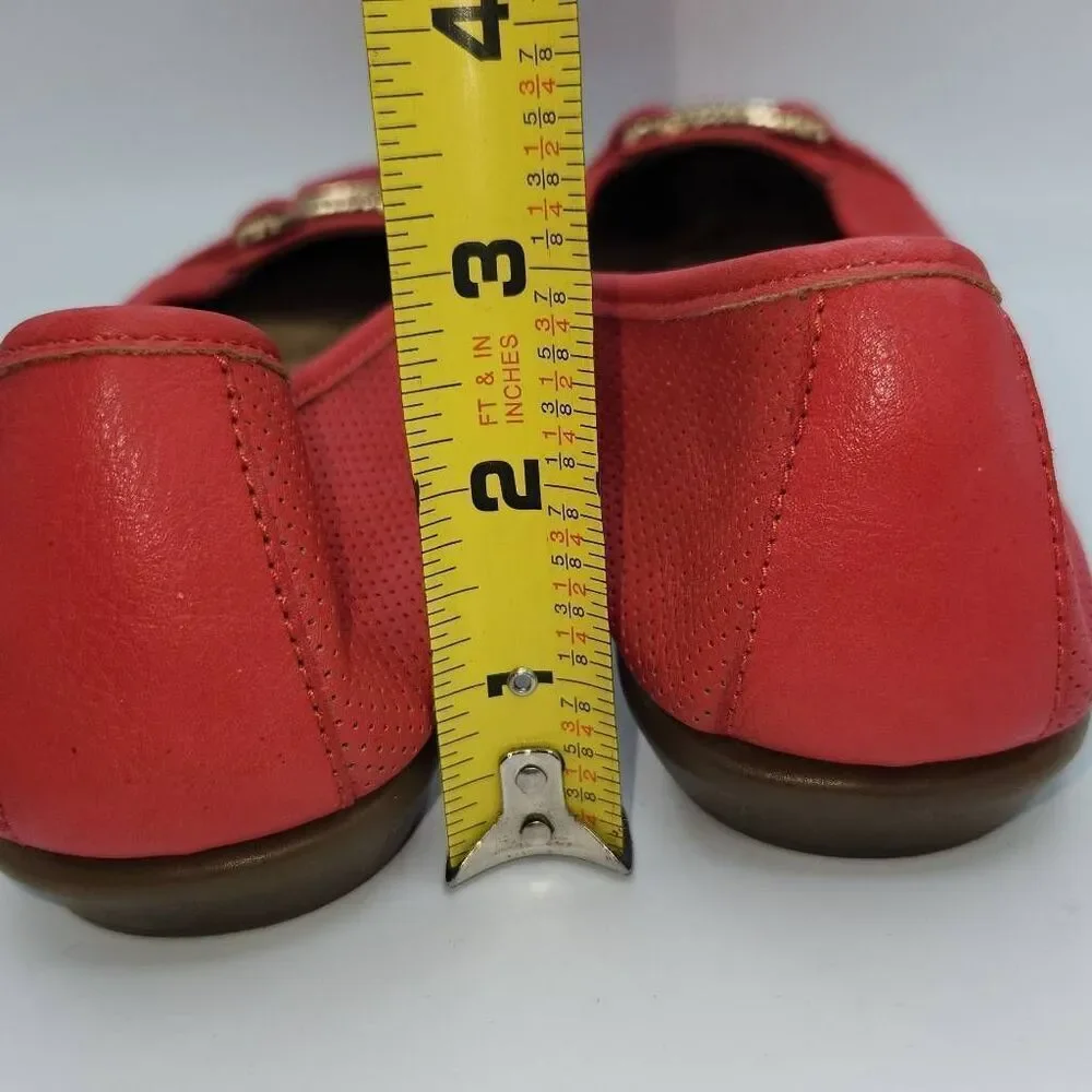 Women's Aerosoles Sherbet 2 Coral Perforated Ballet Flats Shoes Size 10M